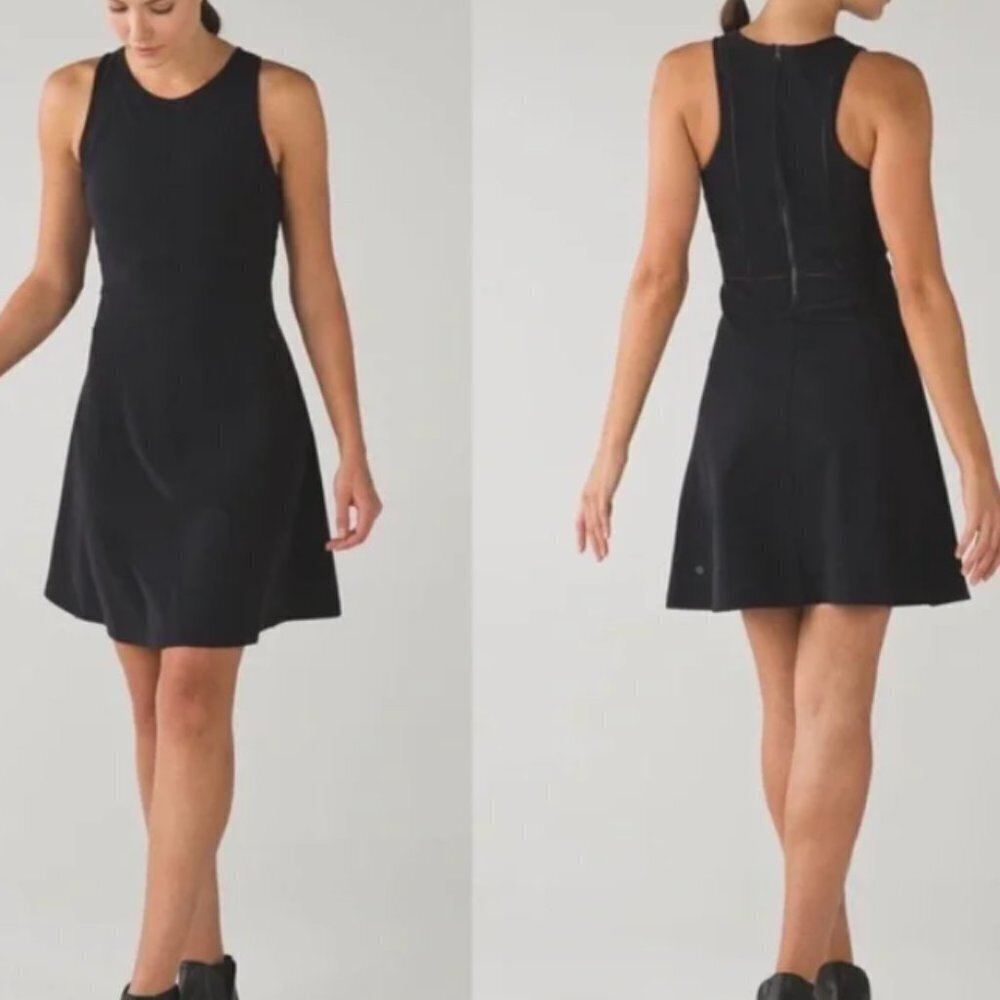 🦋 RARE LULULEMON Go Til Dawn Skater Dress Size 4 Tennis Athletic Workout Casual - Picture 1 of 5